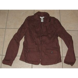 CRAZY HORSE Brown Sz XL Stretchy Cotton Unlined Lightweight Jacket Front Pockets